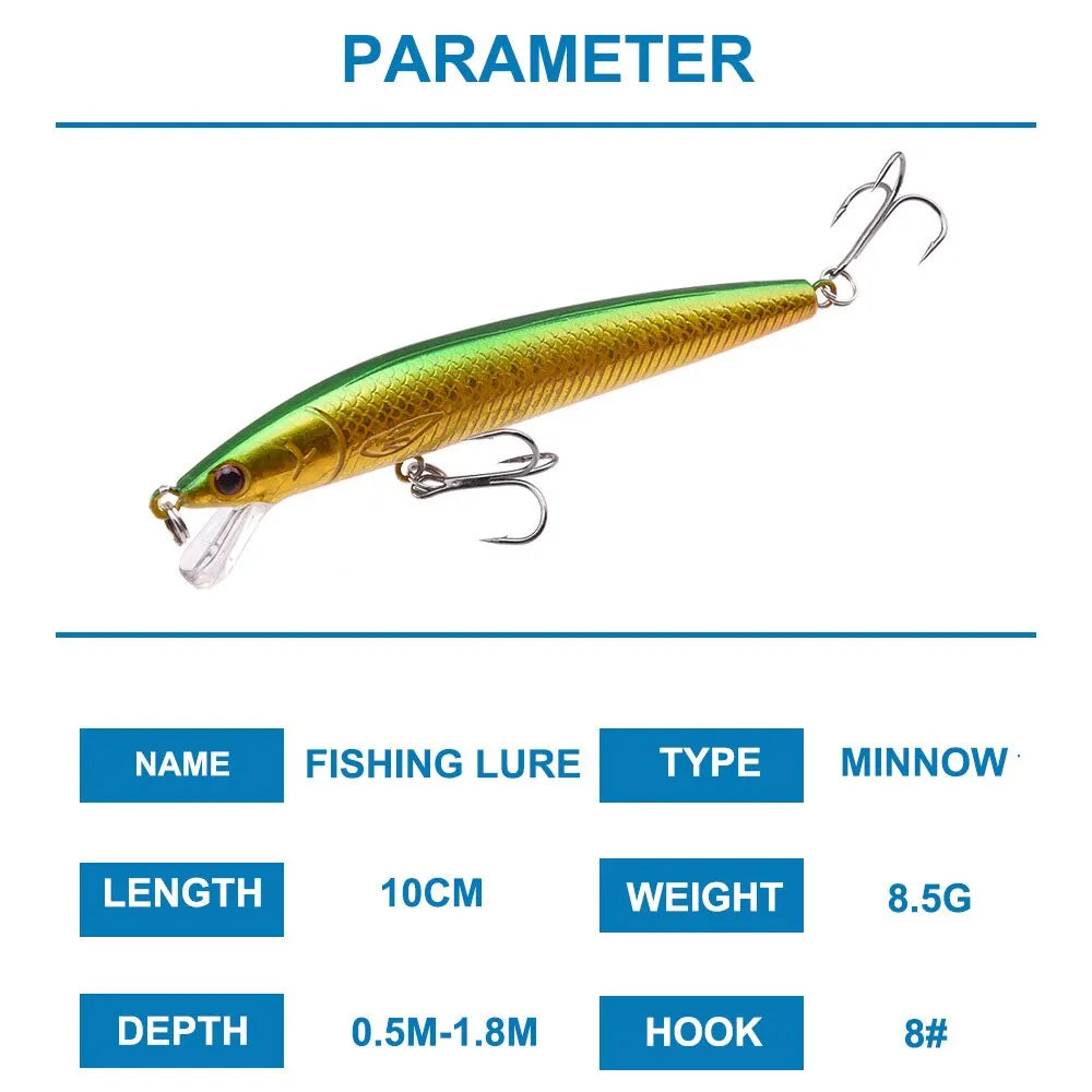 10pcs Mini Fishing Lure Set – Hard Bait Minnow | Floating Swing Crankbait | Bionic/Wobbler Crank Lures | Artificial - Cast And Catch