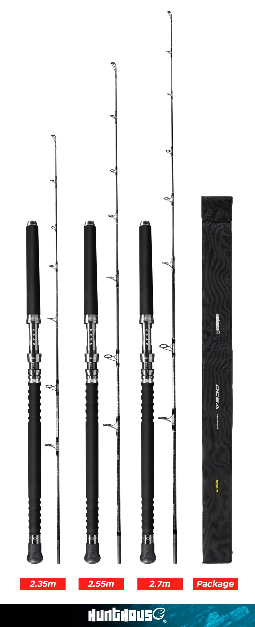 Hunthouse Popping Rod – 2.35–2.7m | Fuji Guides | Toray Carbon Fiber | Tuna, GT & Big Game | Boat/Ocean/Sea Use | EVA Grip - Cast And Catch