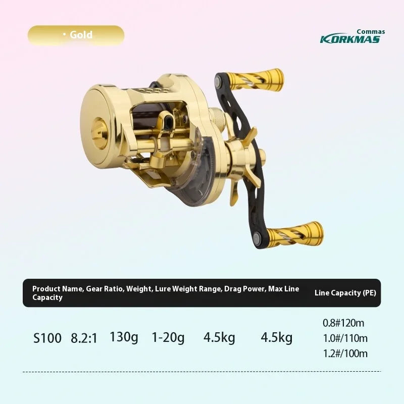 Korkmas Drum S100 – All-Metal Micro/Universal Reel | Long-Distance Casting | For Siniperca/Chuatsi - Cast And Catch