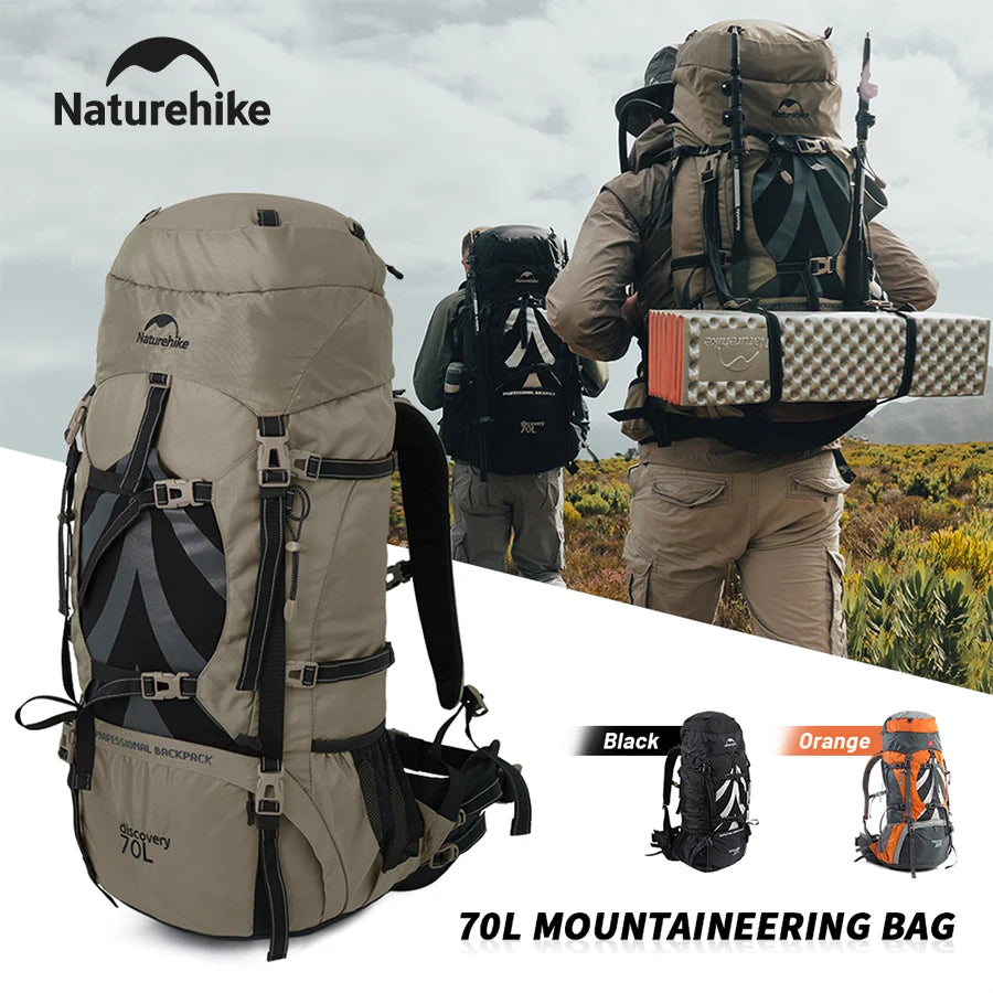 Naturehike Mountain Backpack – 70L | Men’s Waterproof Outdoor Hiking & Climbing Bag | Large Capacity Travel Shoulder Bag - Cast And Catch