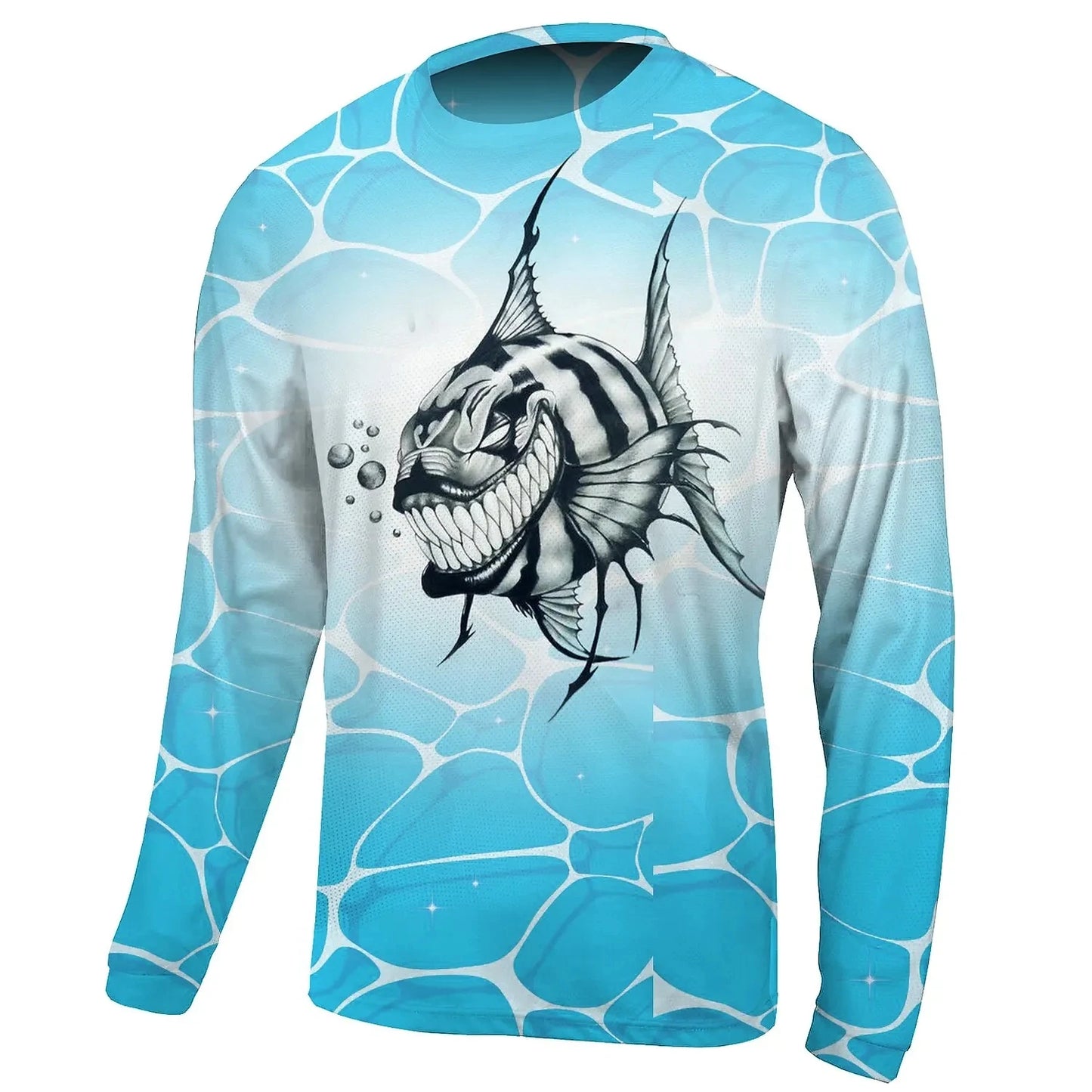 Men’s Outdoor Fishing T-Shirt – Long Sleeve Cotton | Funny Fish Print | Casual O-Neck Loose Pullover - Cast And Catch