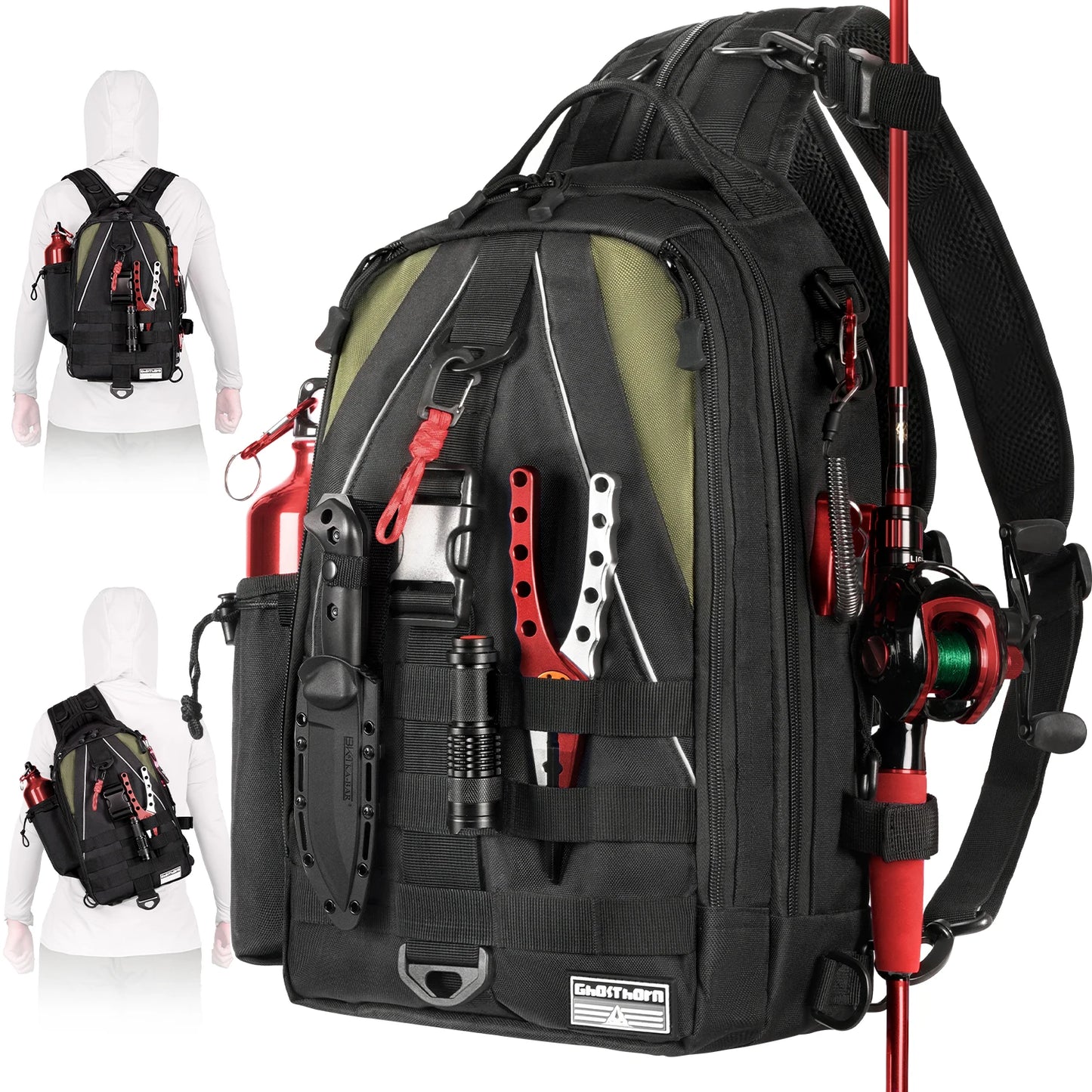 Fishing Tackle Sling Backpack – With Rod Holder | Includes Tackle Box | Fly Fishing Gear for Men & Women - Cast And Catch