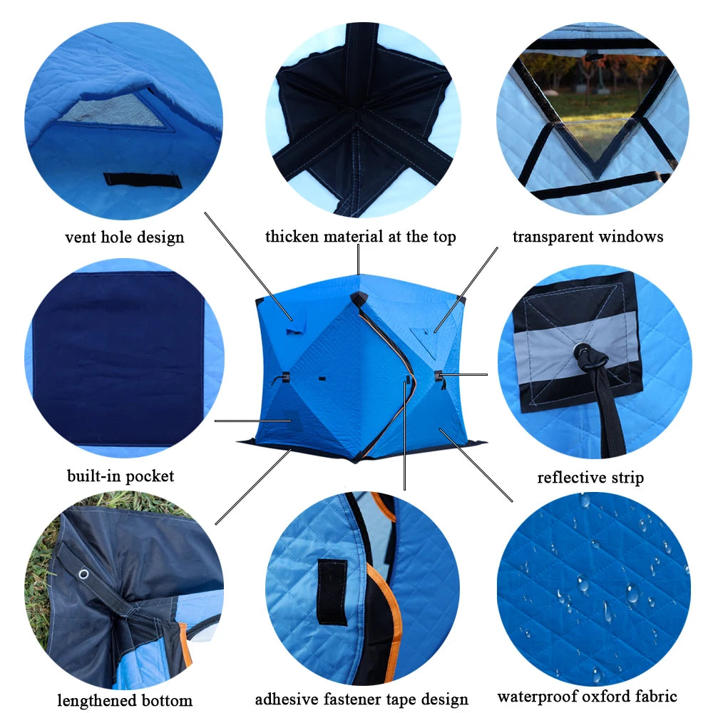 Easy Set-Up Winter Ice Fishing Tent – Portable Shelter | Waterproof & Windproof | Winter Fishing Equipment - Cast And Catch