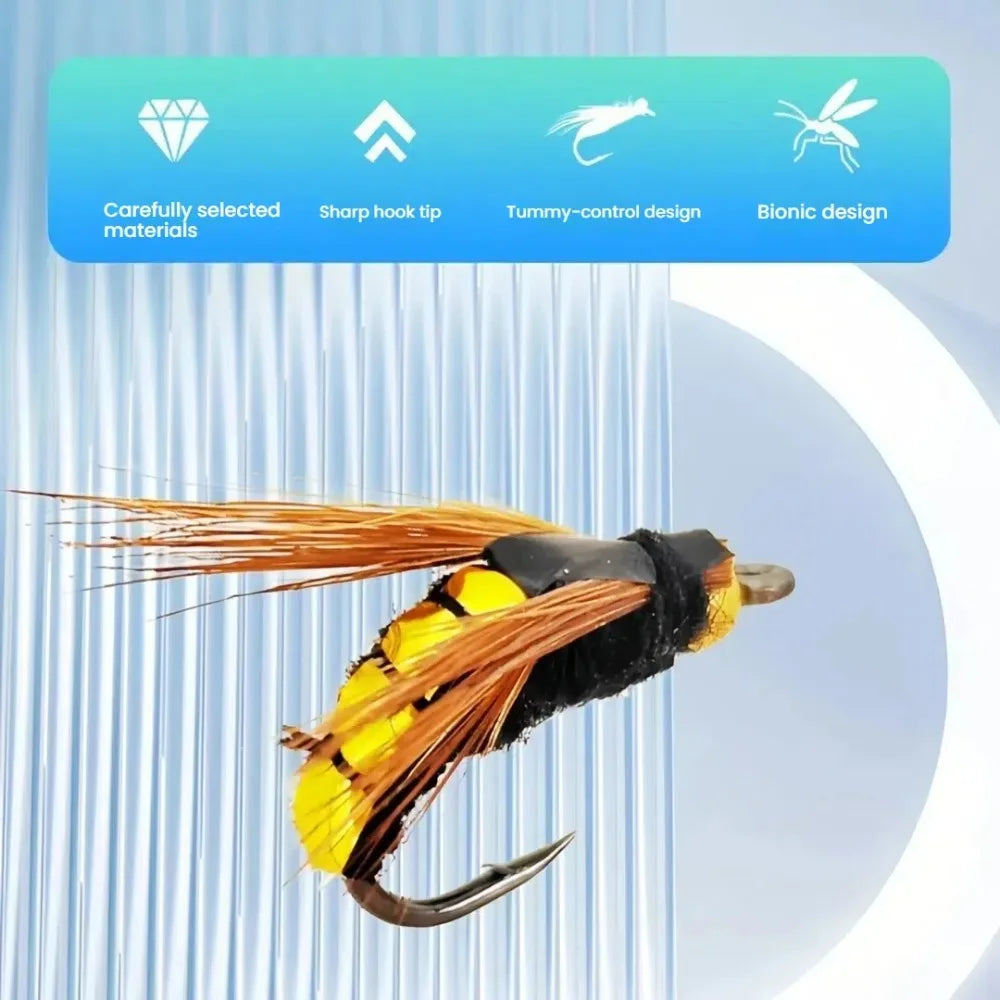 Fly Fishing Lure Set – 10/30/50pcs Handmade Flies | Assorted Artificial Bait with Sharp Hooks for Bass, Trout & Salmon - Cast And Catch
