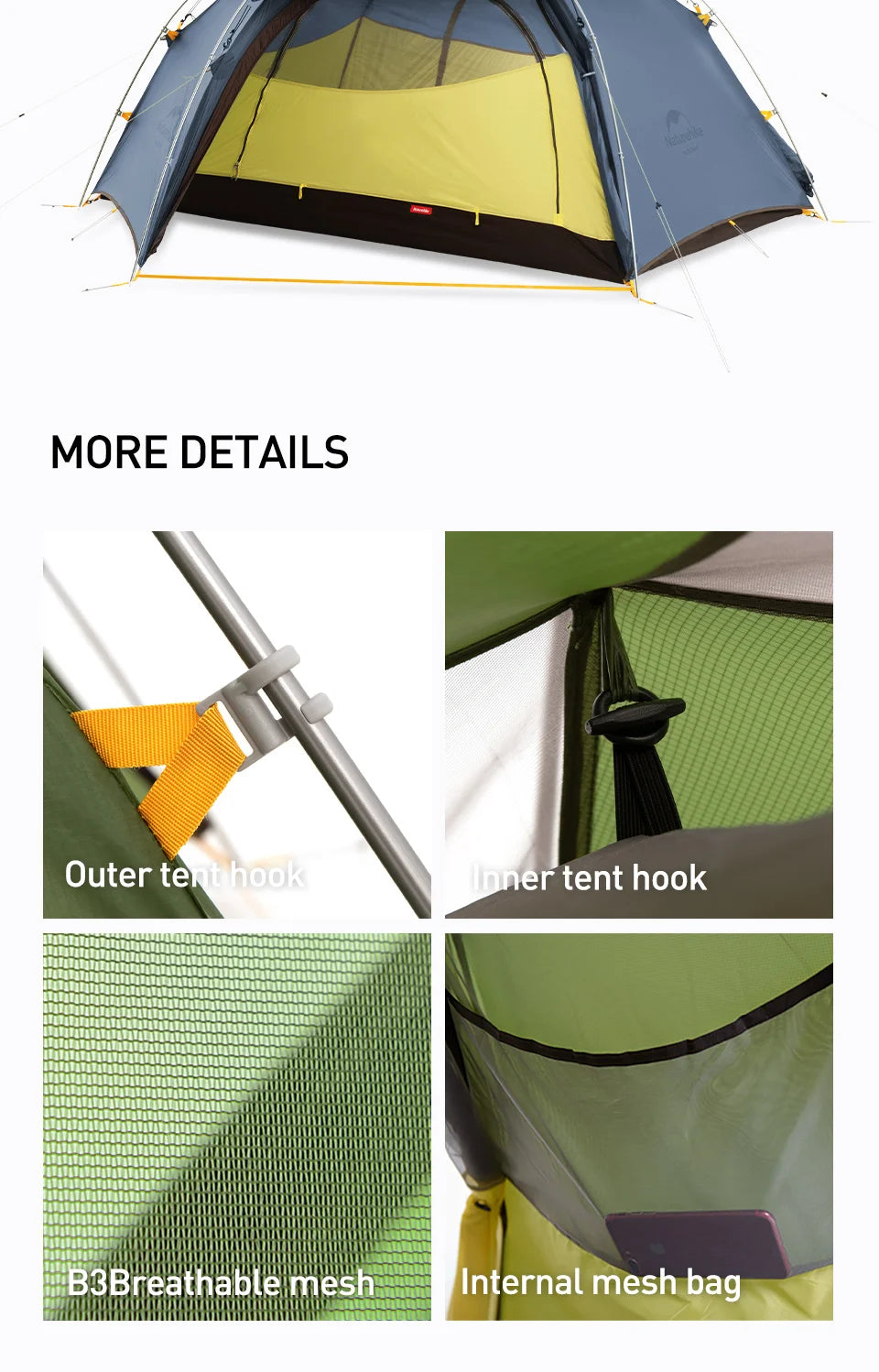 Naturehike Cloud Peak 2 Tent – Ultralight, Waterproof | 4-Season Backpacking & Camping Tent for 2-3 People | T-Zipper - Cast And Catch