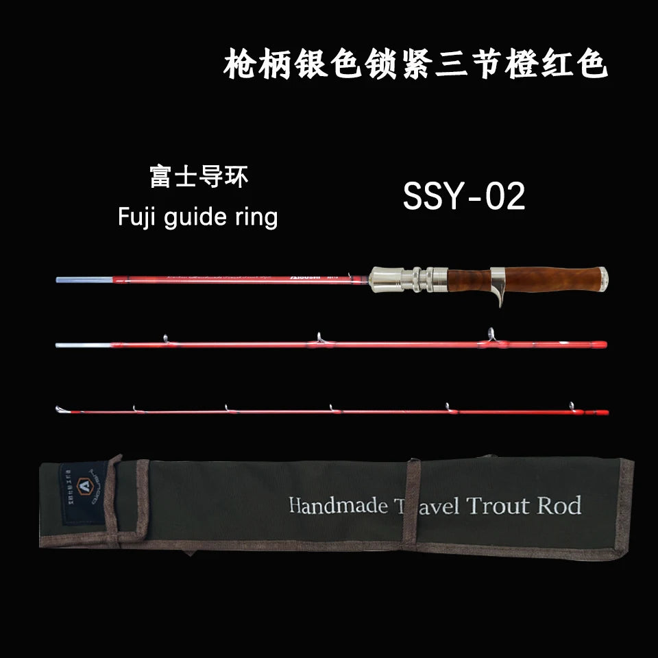 Aioushi Fully Hollow Multi-Section UD Fiberglass Trout Rod | Handcrafted Solid Wood Handle | Portable - Cast And Catch