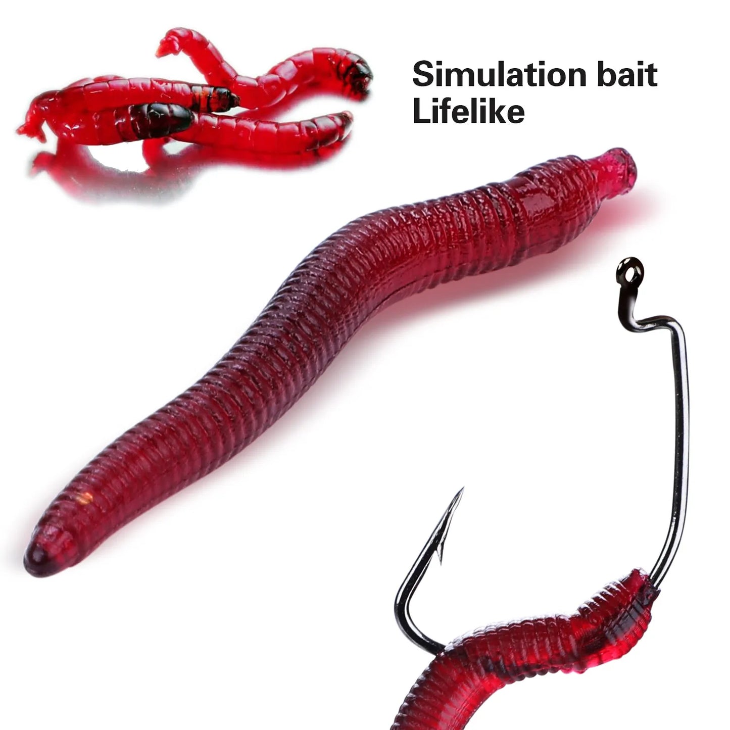 Sougayilang Soft Fishing Lure Set – 50–200pcs | 4cm, 0.3g Simulation Worms | Lifelike Scented Bass Lures - Cast And Catch