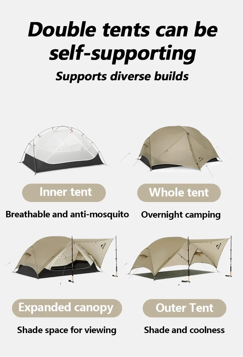 Naturehike Mongar UL Tent – 1–2 Person Ultralight Camping Tent | 15D Waterproof Shelter for Outdoor Hiking & Backpacking - Cast And Catch