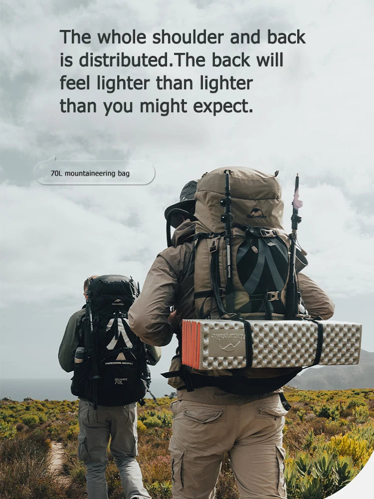 Naturehike Mountain Backpack – 70L | Men’s Waterproof Outdoor Hiking & Climbing Bag | Large Capacity Travel Shoulder Bag - Cast And Catch