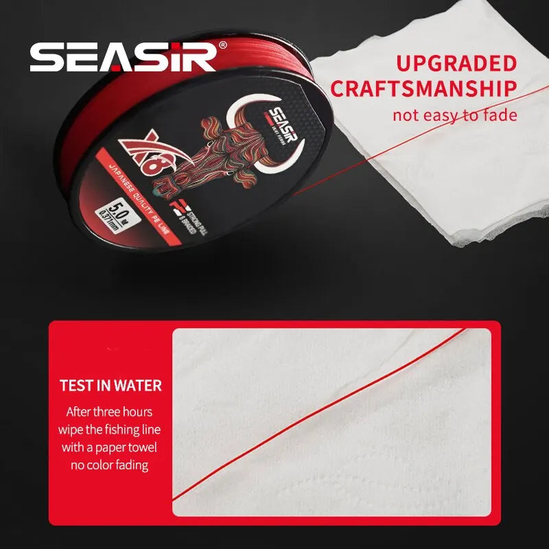 Seasir RedBull 8-Strand Braided PE Fishing Line – 150m, 0.8–5.0mm, 12–50lb | Japan Quality Multifilament Main Line - Cast And Catch