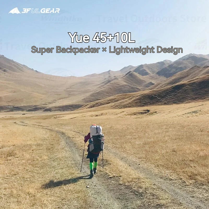 3F UL GEAR YUE Waterproof Backpack – 45+10L Ultralight | 1.1kg XPAC/UHMWPE | Rapid Adjustable, Large Capacity for Camping & Travel - Cast And Catch