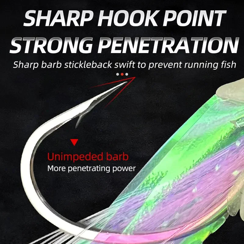 5-Hook Sabiki Rig – Real Fish Skin | Glow-in-the-Dark Flash | Saltwater Bait Rig for Mackerel - Cast And Catch