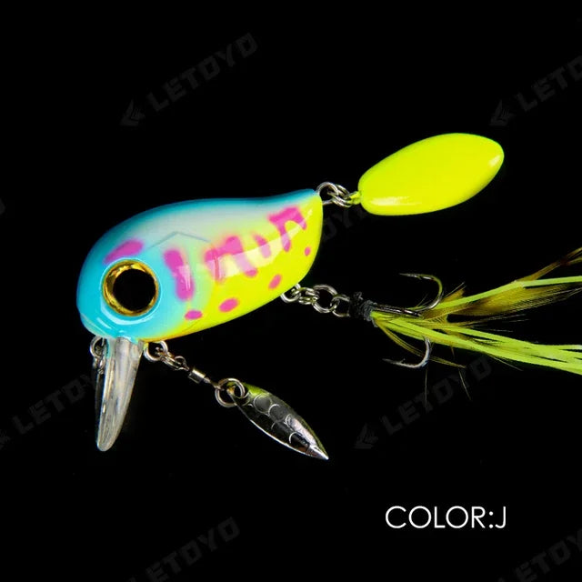 Micro Tappy Fishing Lure – Artificial Hard Bait Crank Wobbler | Tongue Plate Spinning Spoon with Feather | Trout Bait - Cast And Catch