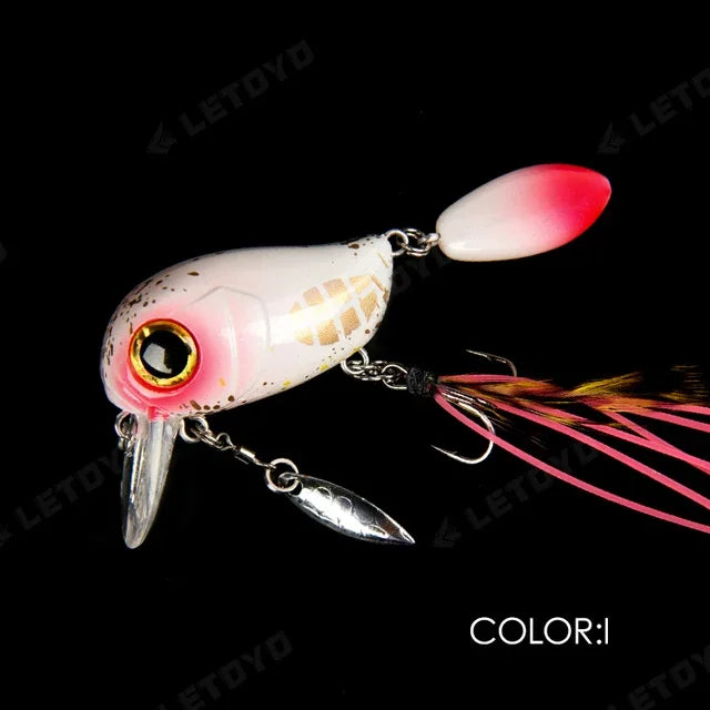 Micro Tappy Fishing Lure – Artificial Hard Bait Crank Wobbler | Tongue Plate Spinning Spoon with Feather | Trout Bait - Cast And Catch