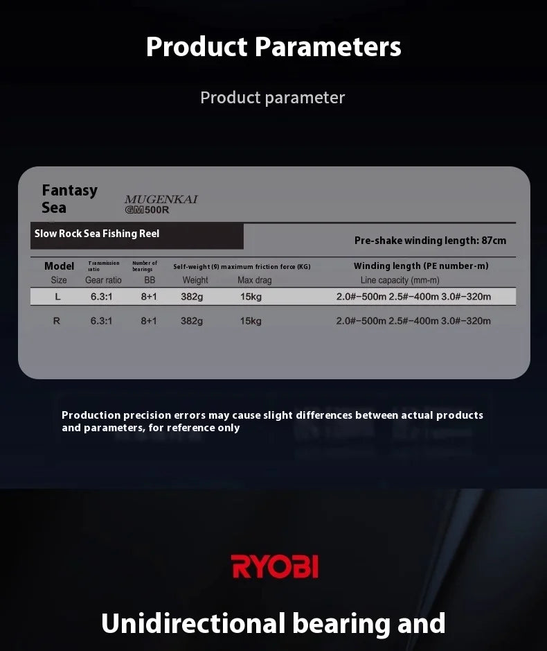 Ryobi/Liyoubi GM500 Dream Boat Reel – Aluminum Body | Iron Plate Slow Shake | Corrosion-Resistant | Sea/Power Fishing - Cast And Catch