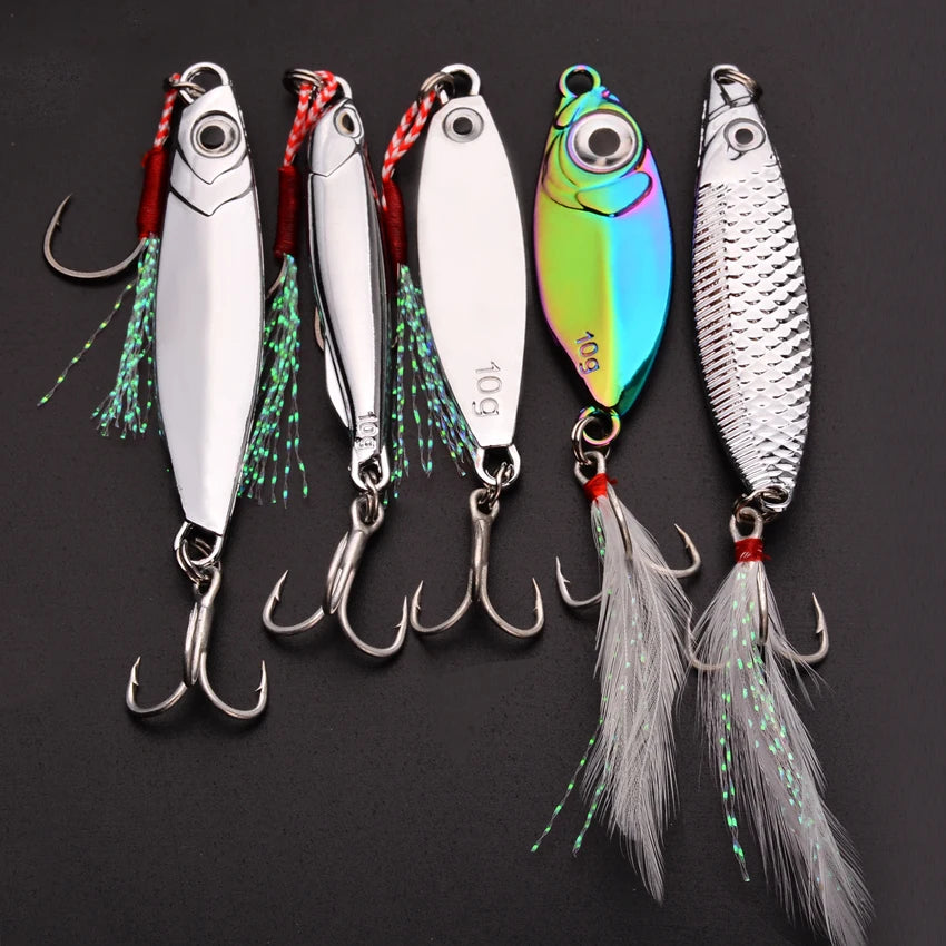 5pcs Wobbler Lure Set – 3/10/15g | Metal VIB | Sinking Hard Lures | Sea Fishing Artificial Bait - Cast And Catch
