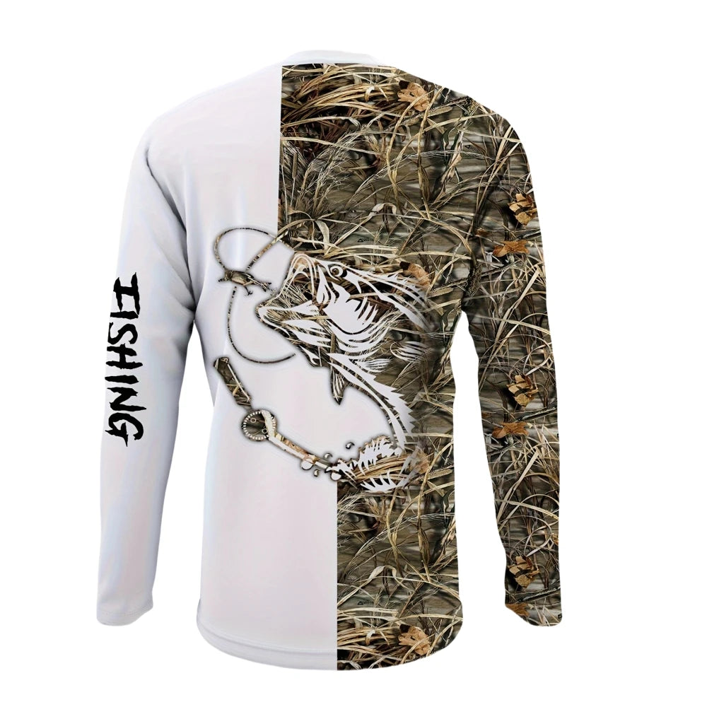 Men’s Long Sleeve Fishing T-Shirt – Autumn Streetwear | Crew Neck Pullover | Casual Outdoor Clothing - Cast And Catch