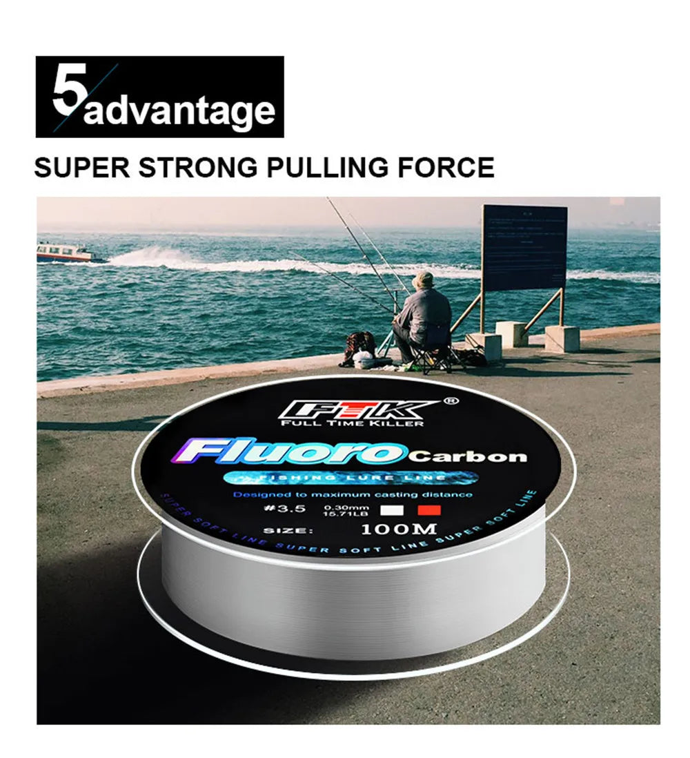 100m Fluorocarbon Fishing Line – Carbon Fiber | Bait & Fly Fishing | Sea & Wild Fishing | Outdoor Accessories & Tools - Cast And Catch
