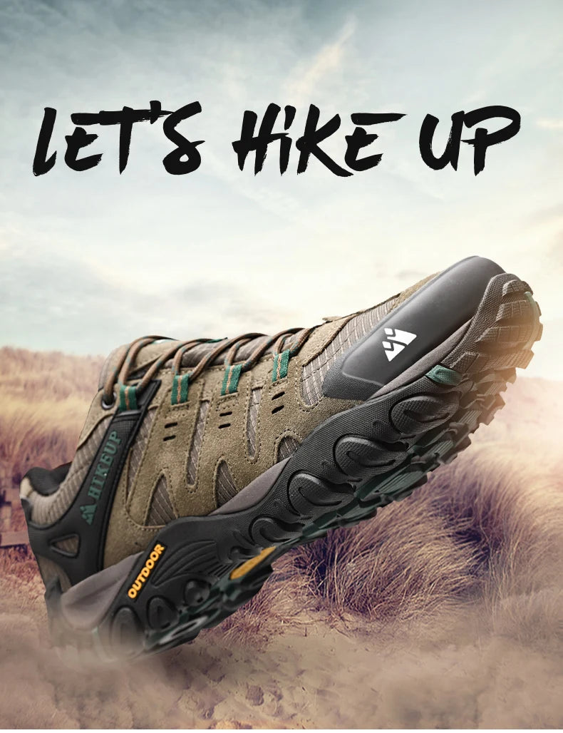HIKEUP Men’s Hiking Shoes – Suede Leather | Wear-Resistant Outdoor Trekking, Walking & Hunting Tactical Sneakers - Cast And Catch