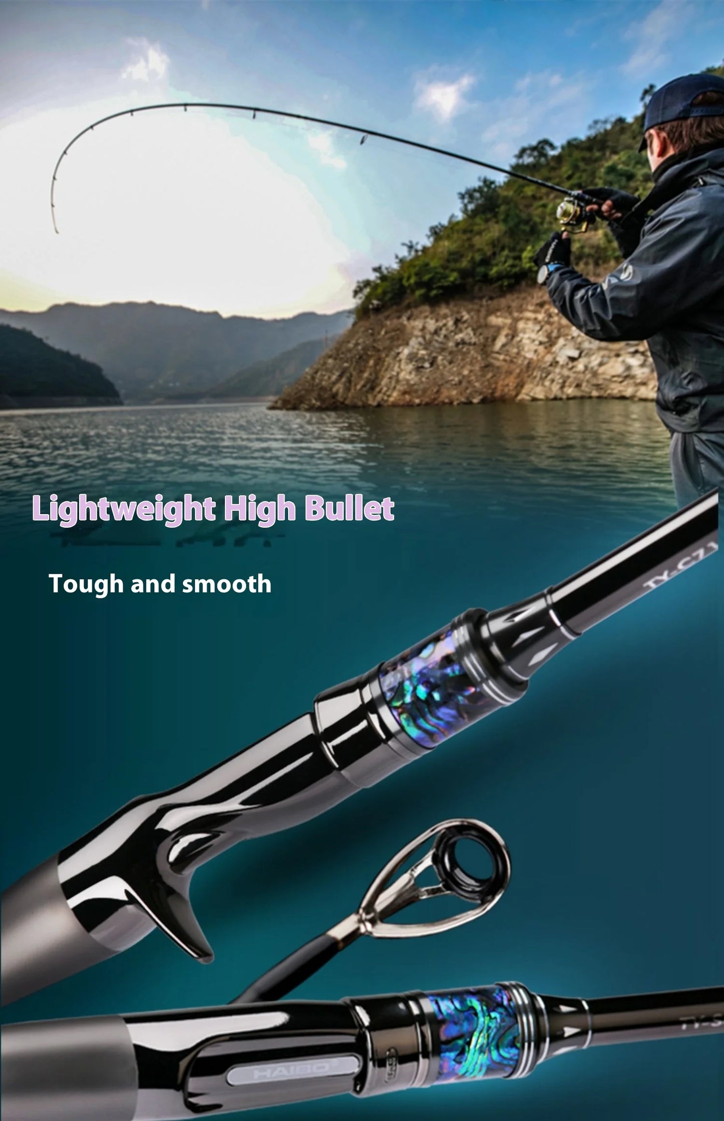 Haibo 2.5m Lightweight High-Elastic Carbon Fiber Fishing Rod | Long-Distance Lure Fishing | Reservoir & Lake Use - Cast And Catch