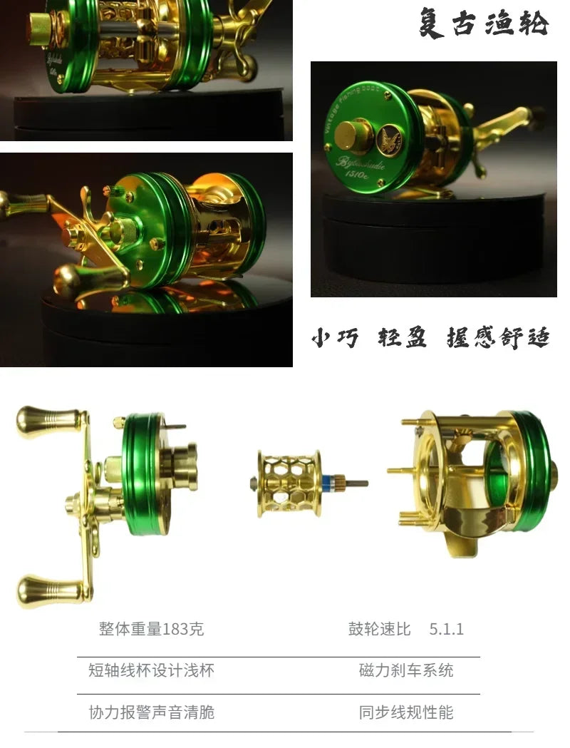 AIOUSHI BH300 Blusi Trout Reel – Right-Hand | 2kg Brake Power | Magnetic Brake | Retro Base Version - Cast And Catch