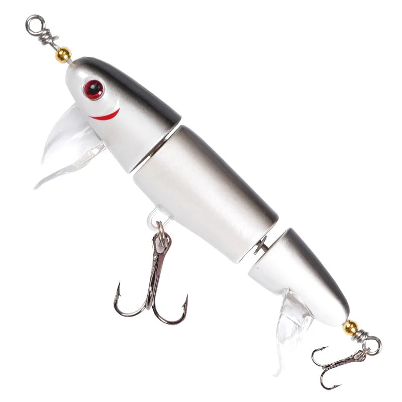 Topwater 3-Section Fishing Lure – Sea Bass Crankbait Minnow | Floating | Freshwater & Saltwater | Catfish & Pike - Cast And Catch