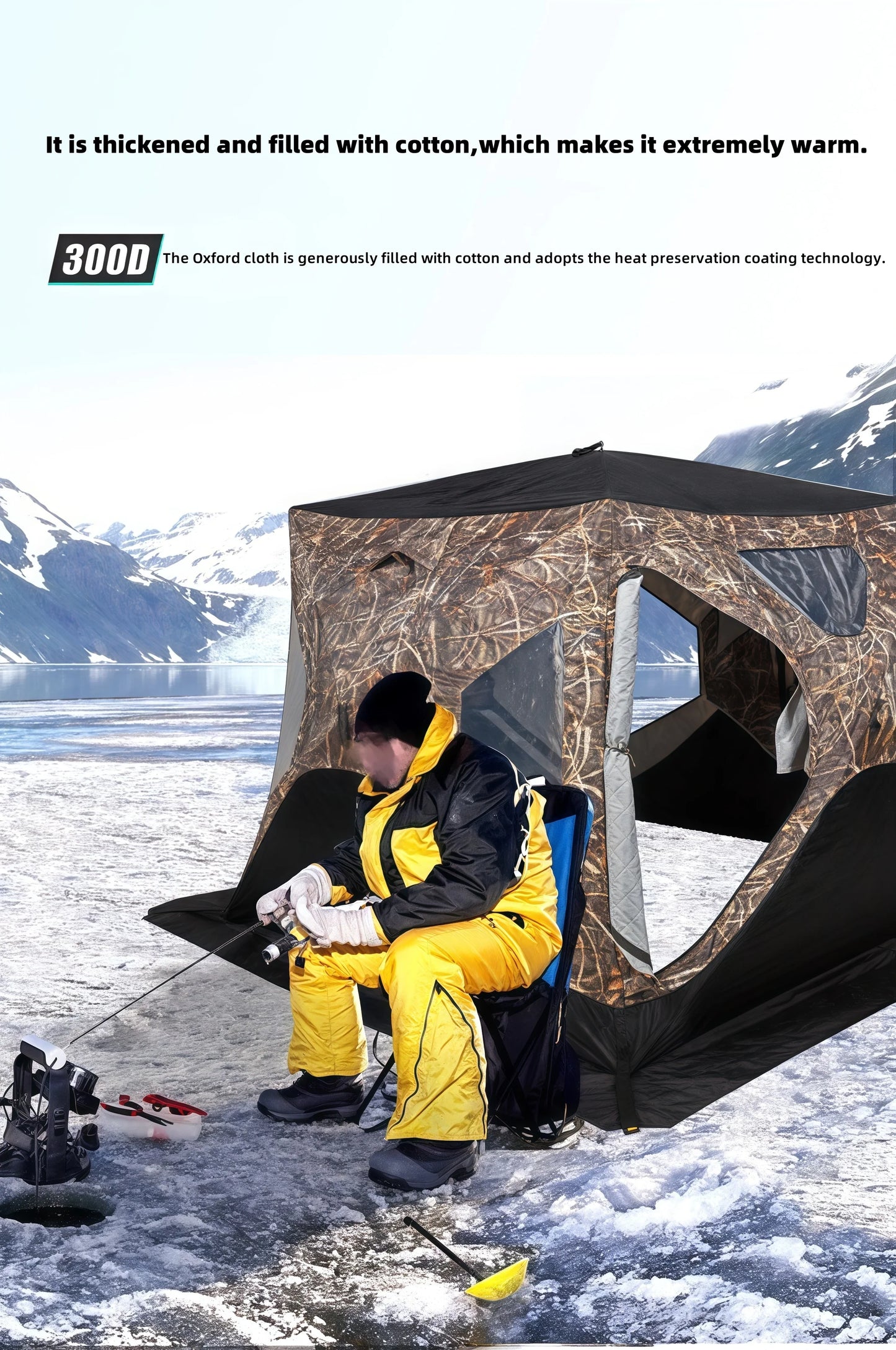 Outdoor Ice Fishing Tent – Thickened Cotton | Snowproof Winter Tent | 3–4 Person with Chimney Opening - Cast And Catch