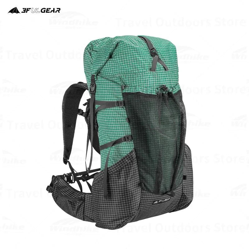 3F UL GEAR YUE Waterproof Backpack – 45+10L Ultralight | 1.1kg XPAC/UHMWPE | Rapid Adjustable, Large Capacity for Camping & Travel - Cast And Catch