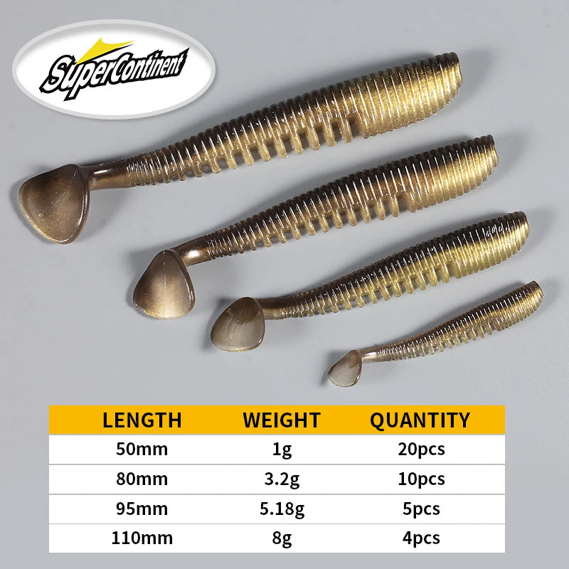 Supercontinent Fishing Lures – 5–11cm | Artificial Wobblers & Soft Shad Lures | Carp Silicone Baits - Cast And Catch