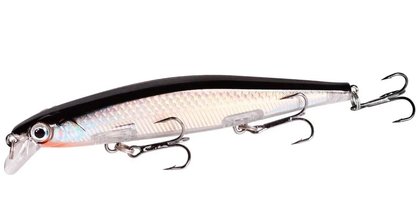 Sinking Minnow Lure – 11cm, 12.5g | Plastic Wobbler | 3 Hooks | Bass, Pike, Carp | Swimbait Fishing Tackle - Cast And Catch
