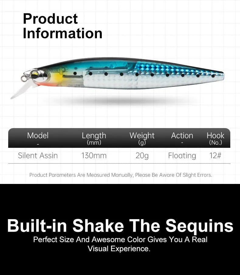 Floating Sea Bass Minnow Lure – 130mm, 20g | Flash Blade | Hard Lure | Good Action | Pike & Bass Tackle - Cast And Catch