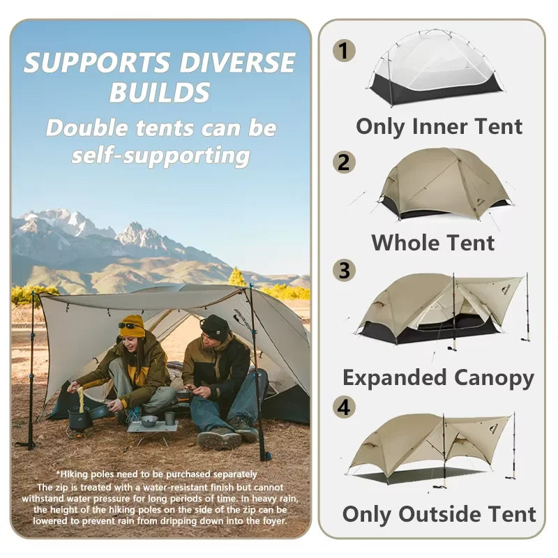 Naturehike Mongar UL Tent – 1–2 Person Ultralight Camping Tent | 15D Waterproof Shelter for Outdoor Hiking & Backpacking - Cast And Catch