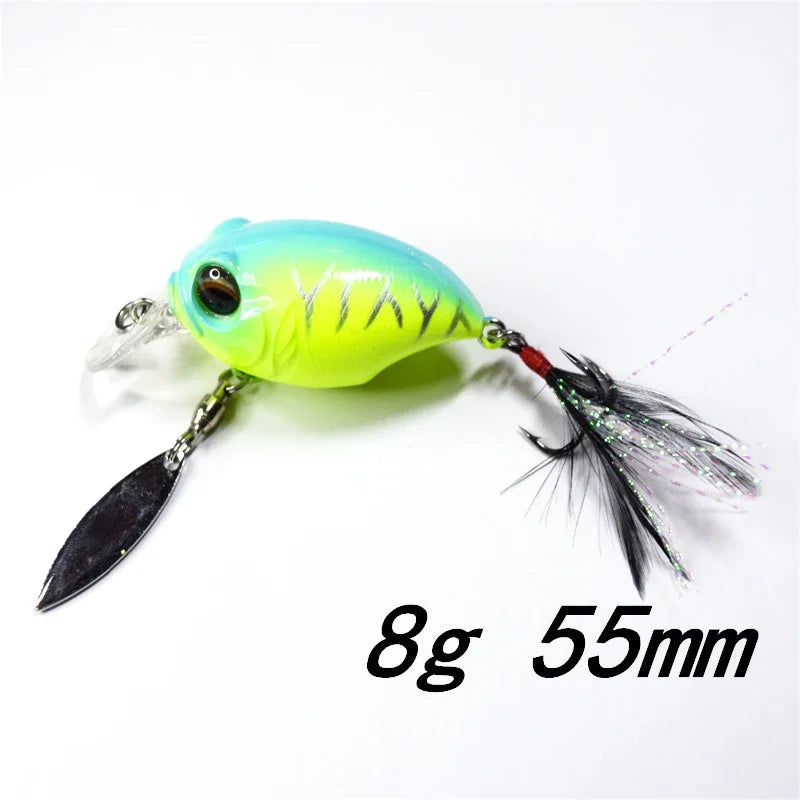 Micro Tappy Fishing Lure – Artificial Hard Bait Crank Wobbler | Tongue Plate Spinning Spoon with Feather | Trout Bait - Cast And Catch