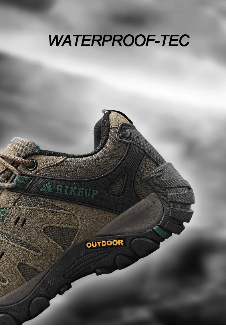 HIKEUP Men’s Hiking Shoes – Suede Leather | Wear-Resistant Outdoor Trekking, Walking & Hunting Tactical Sneakers - Cast And Catch
