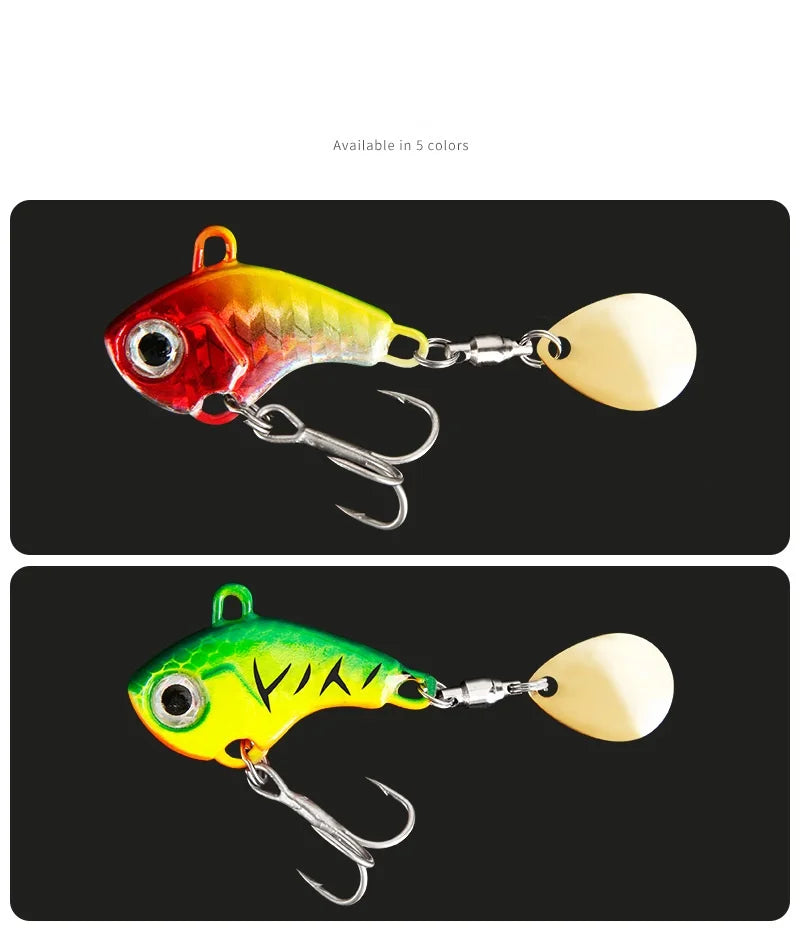 5pcs Fishing Lure Set – Rotating Metal VIB | Vibration/Spinner/Spoon | Hard Bait | Sea Fishing | Sequins - Cast And Catch