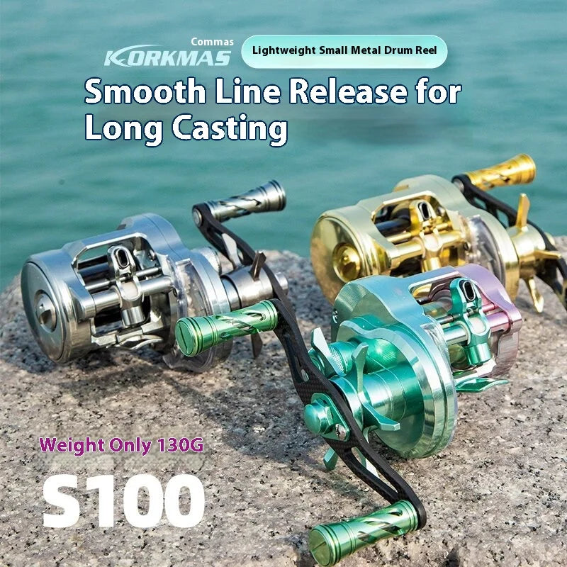Korkmas Drum S100 – All-Metal Micro/Universal Reel | Long-Distance Casting | For Siniperca/Chuatsi - Cast And Catch
