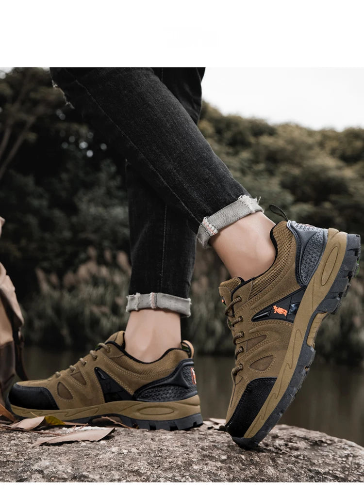 Men’s Hiking Shoes – Lightweight, Non-Slip & Waterproof | Comfy Mountain Climbing Sneakers | Wear-Resistant & Sporty - Cast And Catch