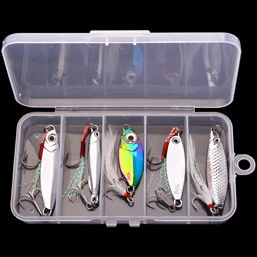 5pcs Wobbler Lure Set – 3/10/15g | Metal VIB | Sinking Hard Lures | Sea Fishing Artificial Bait - Cast And Catch