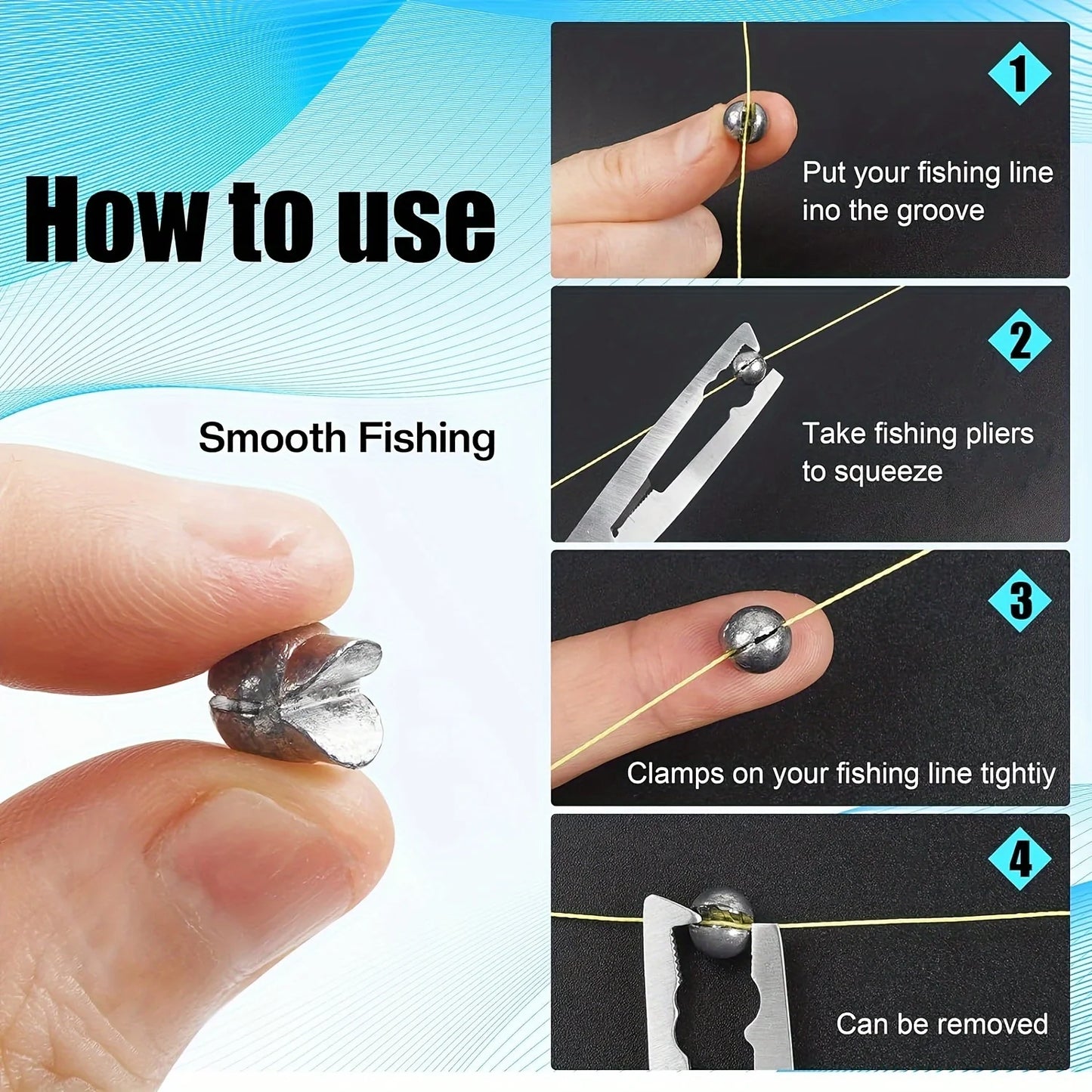 60/120pcs Fishing Weights Kit – Premium Split Shot Sinkers | 5 Sizes, Round Removable Design | Freshwater Use - Cast And Catch