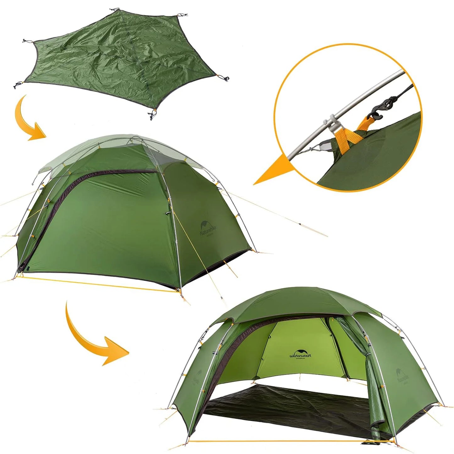 Naturehike Cloud Peak 2 Tent – Ultralight, Waterproof | 4-Season Backpacking & Camping Tent for 2-3 People | T-Zipper - Cast And Catch