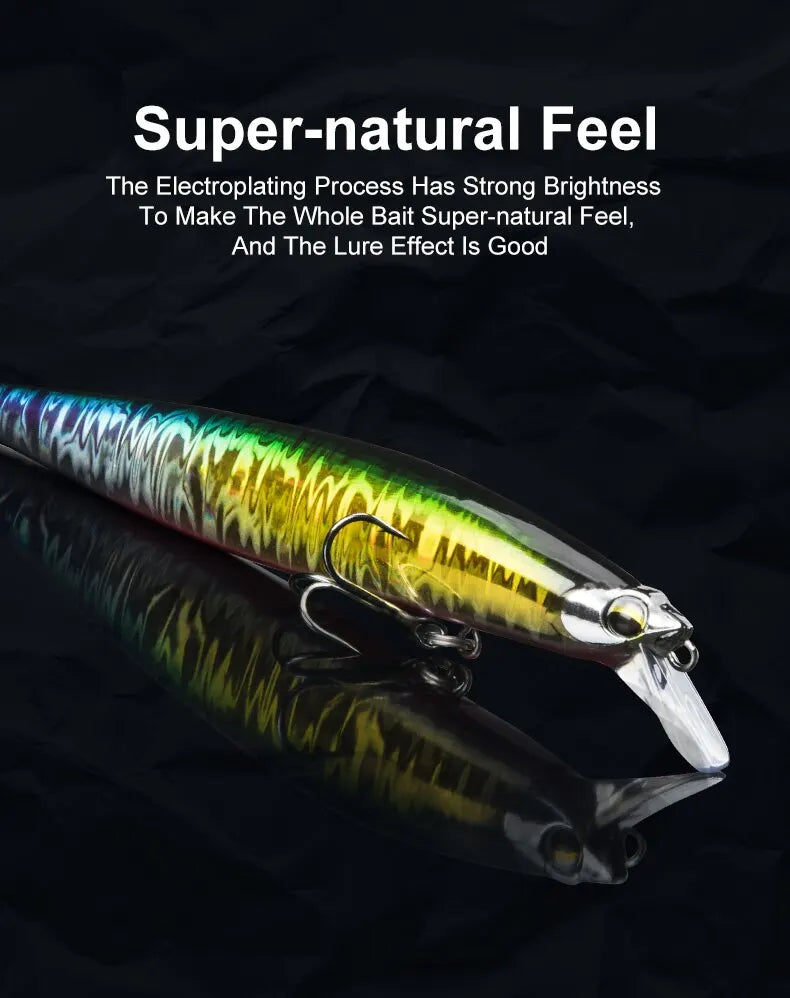 Floating Sea Bass Minnow Lure – 130mm, 20g | Flash Blade | Hard Lure | Good Action | Pike & Bass Tackle - Cast And Catch