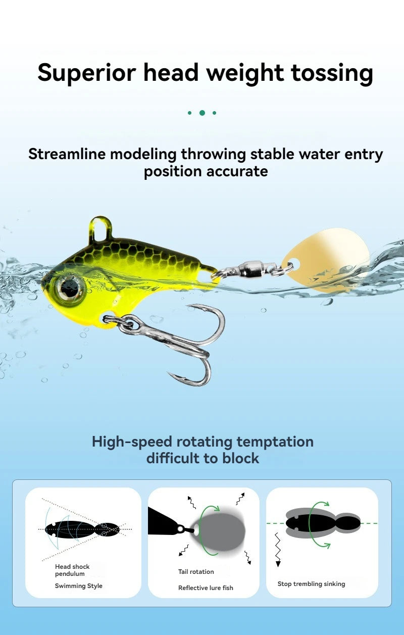 5pcs Fishing Lure Set – Rotating Metal VIB | Vibration/Spinner/Spoon | Hard Bait | Sea Fishing | Sequins - Cast And Catch