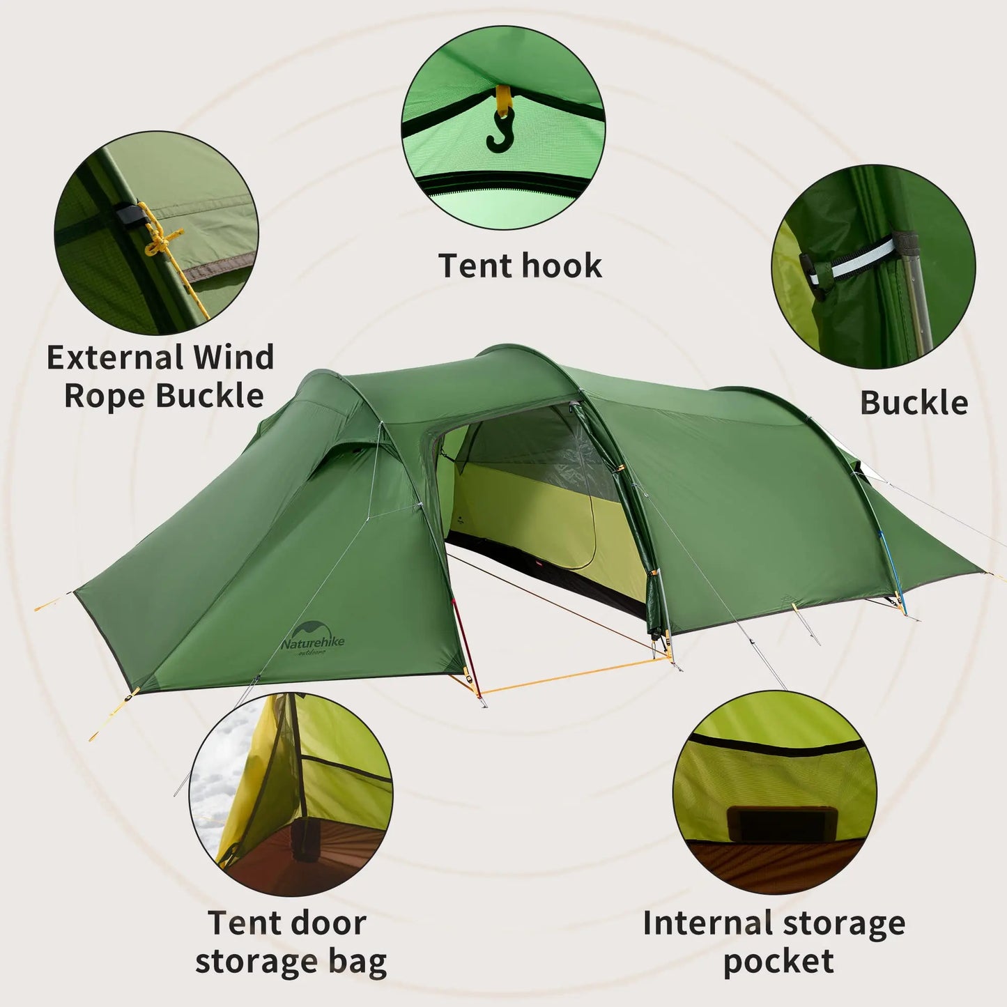 Naturehike Extended Camping Tunnel Tent – Waterproof Double-Layer | Lightweight | 2–4 Person Travel & Outdoor Use - Cast And Catch