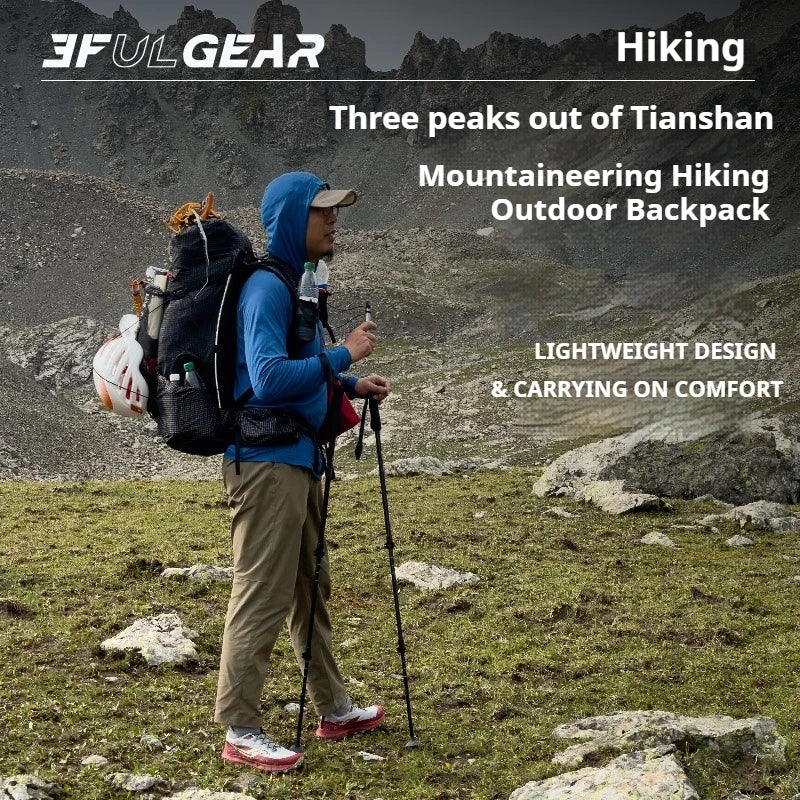 3F UL GEAR TianShan Backpack – 35+10L Ultralight | 70D/210D Dyneema | Large Capacity, Waterproof | Outdoor Camping, Hiking & Climbing - Cast And Catch