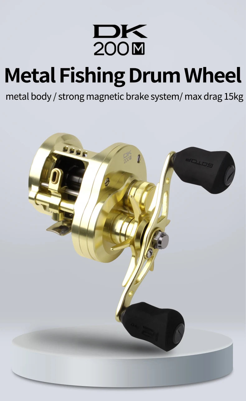 RUKE DK200 Metal Casting Reel – 15kg Drag | 10+1BB | 249g | Aluminum Alloy Handle with Rubber Knobs - Cast And Catch