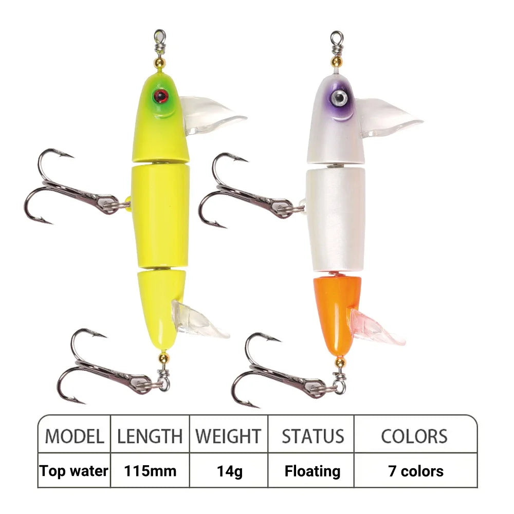 Topwater 3-Section Fishing Lure – Sea Bass Crankbait Minnow | Floating | Freshwater & Saltwater | Catfish & Pike - Cast And Catch