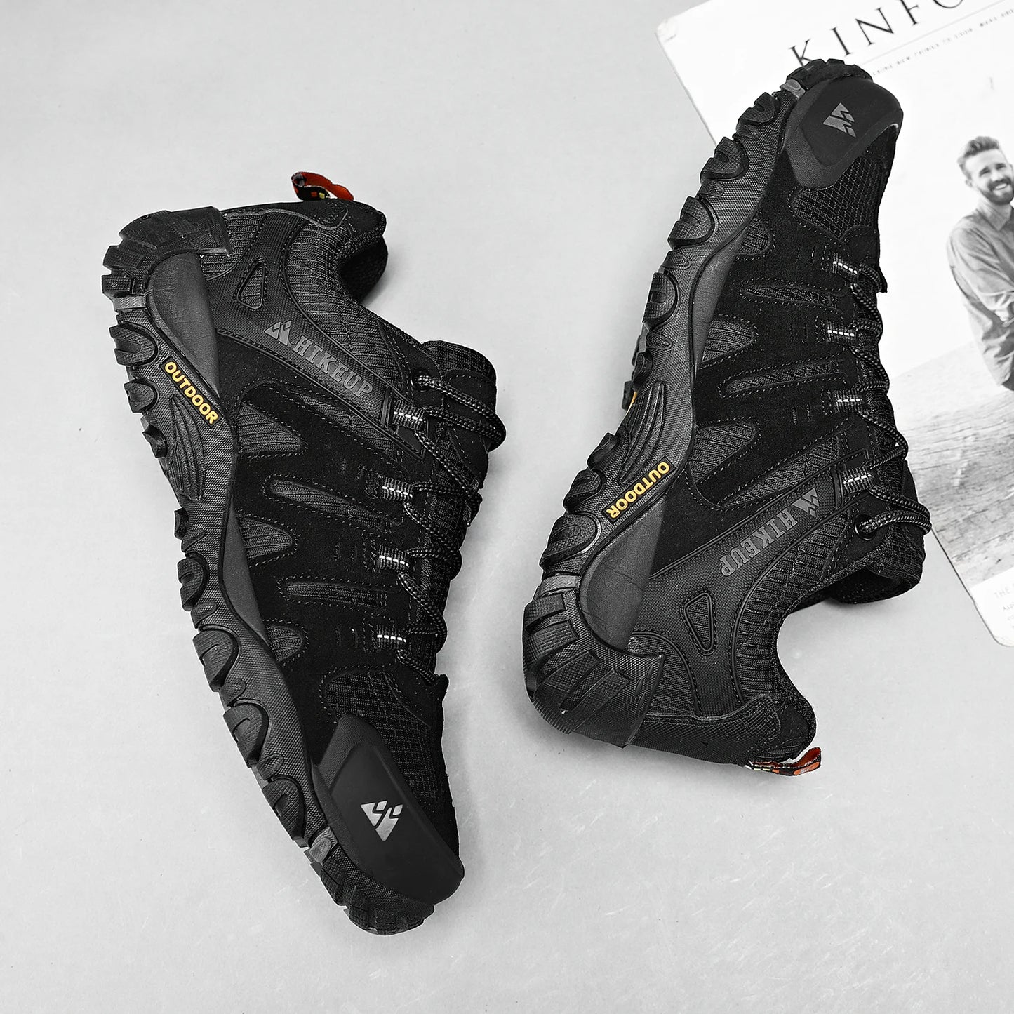 HIKEUP Men’s Hiking Shoes – Suede Leather | Wear-Resistant Outdoor Trekking, Walking & Hunting Tactical Sneakers - Cast And Catch