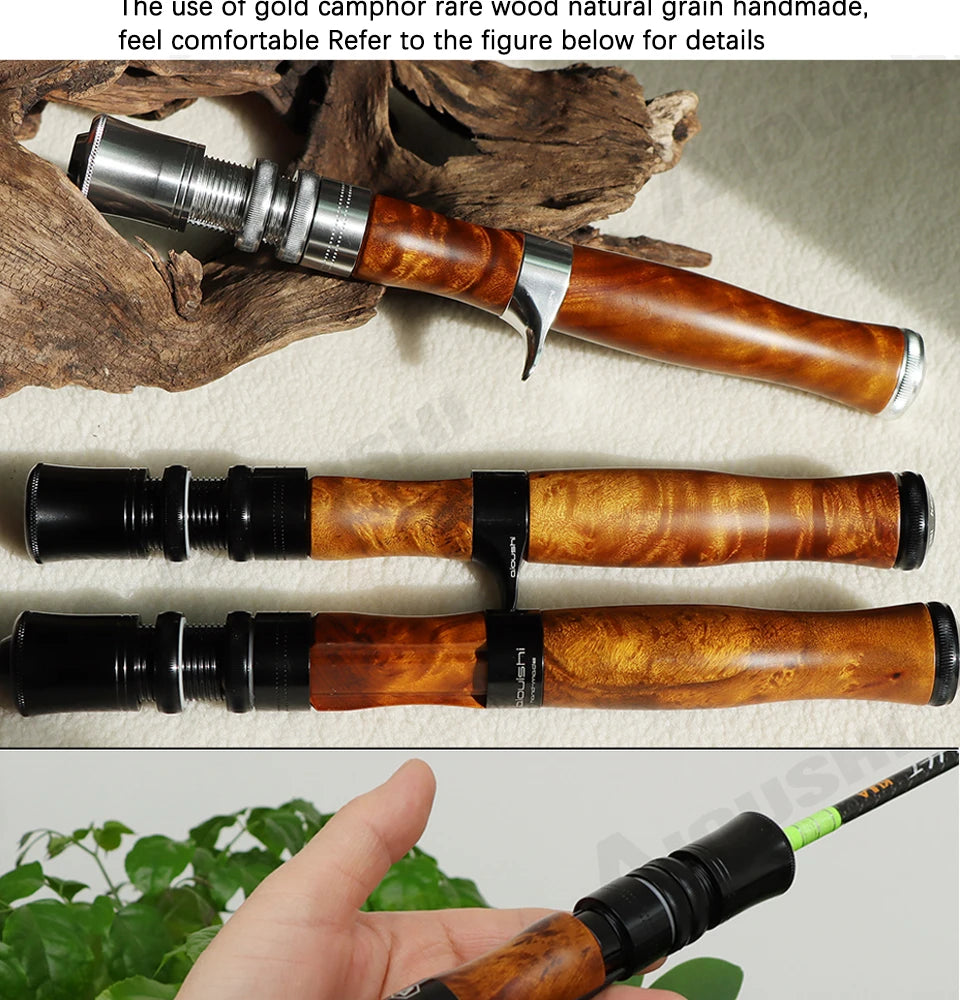 Aioushi Fully Hollow Multi-Section UD Fiberglass Trout Rod | Handcrafted Solid Wood Handle | Portable - Cast And Catch