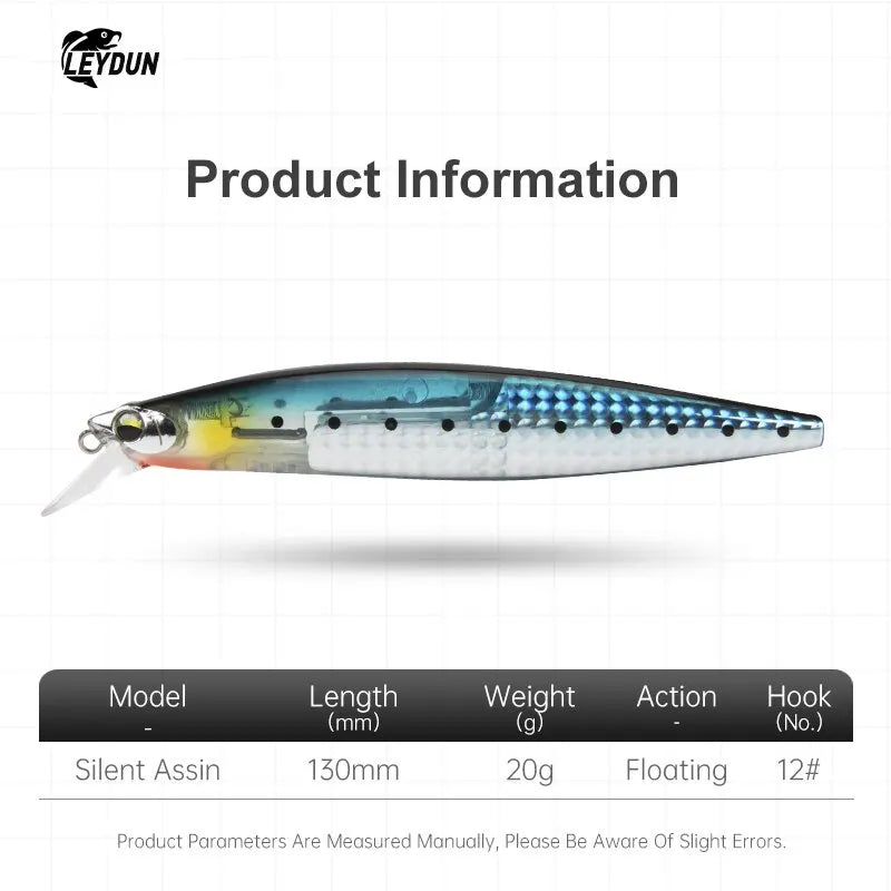 Floating Sea Bass Minnow Lure – 130mm, 20g | Flash Blade | Hard Lure | Good Action | Pike & Bass Tackle - Cast And Catch