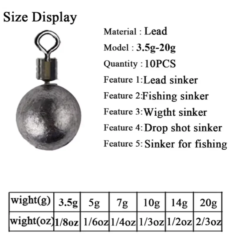 10pcs Fishing Weights/Sinkers – 3.5g, 5g, 7g, 10g, 14g, 20g | Carp Fishing Tackle & Accessories - Cast And Catch